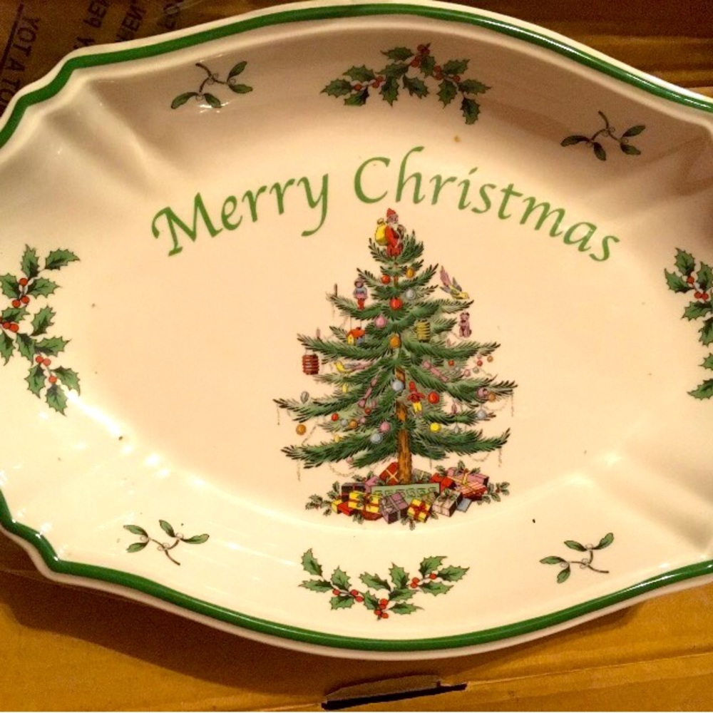Vintage Spode Christmas serving dish in box